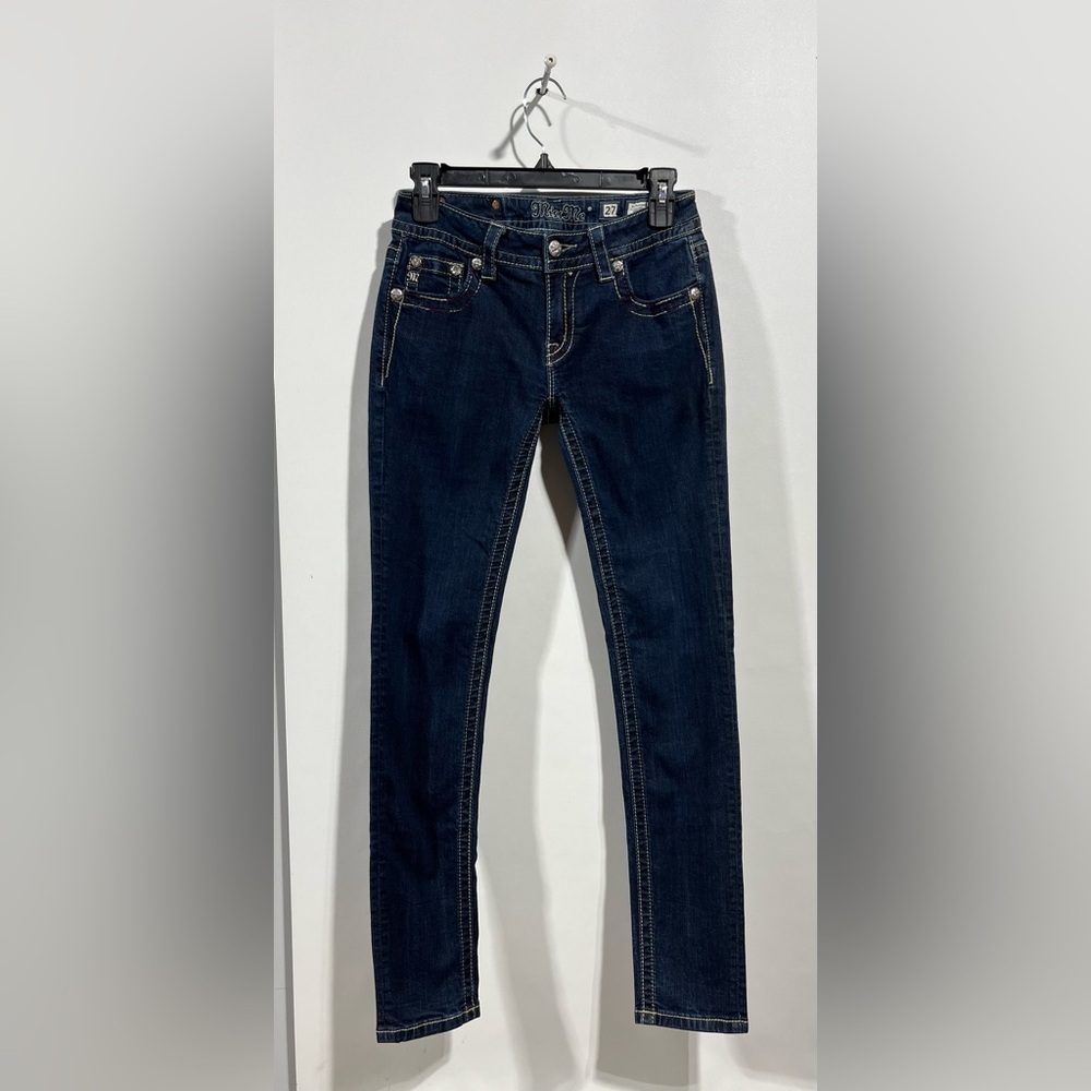 Miss Me Dark Blue Signature Skinny Jeans Size 27 Inseam 31”
